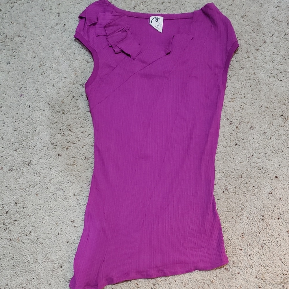 Anthropologie One September Pink Applique Top P